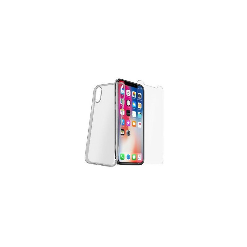 Vetro Temperato + Custodia Trasparente per iPhone X, XS
